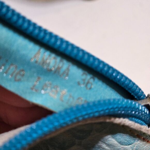 L'Artiste Spring Step Amora Womens 36/5.5-6 Blue Croc Peep Booties Heels Leather - Picture 6 of 8